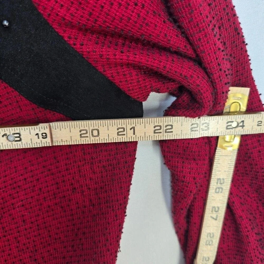 Nancy Bolen Petites City Girl Red Black Studded Skirt Suit Set Faux Fur Trim 90s
